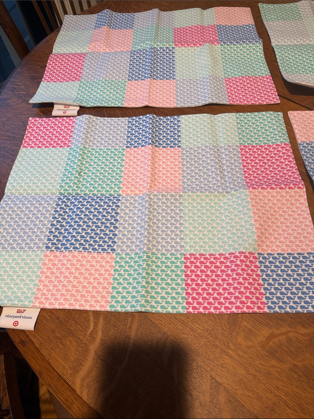 Vineyard Vines Patchwork Whale Pillow Covers - Pink, Blue, Mint, Coral, set of 4